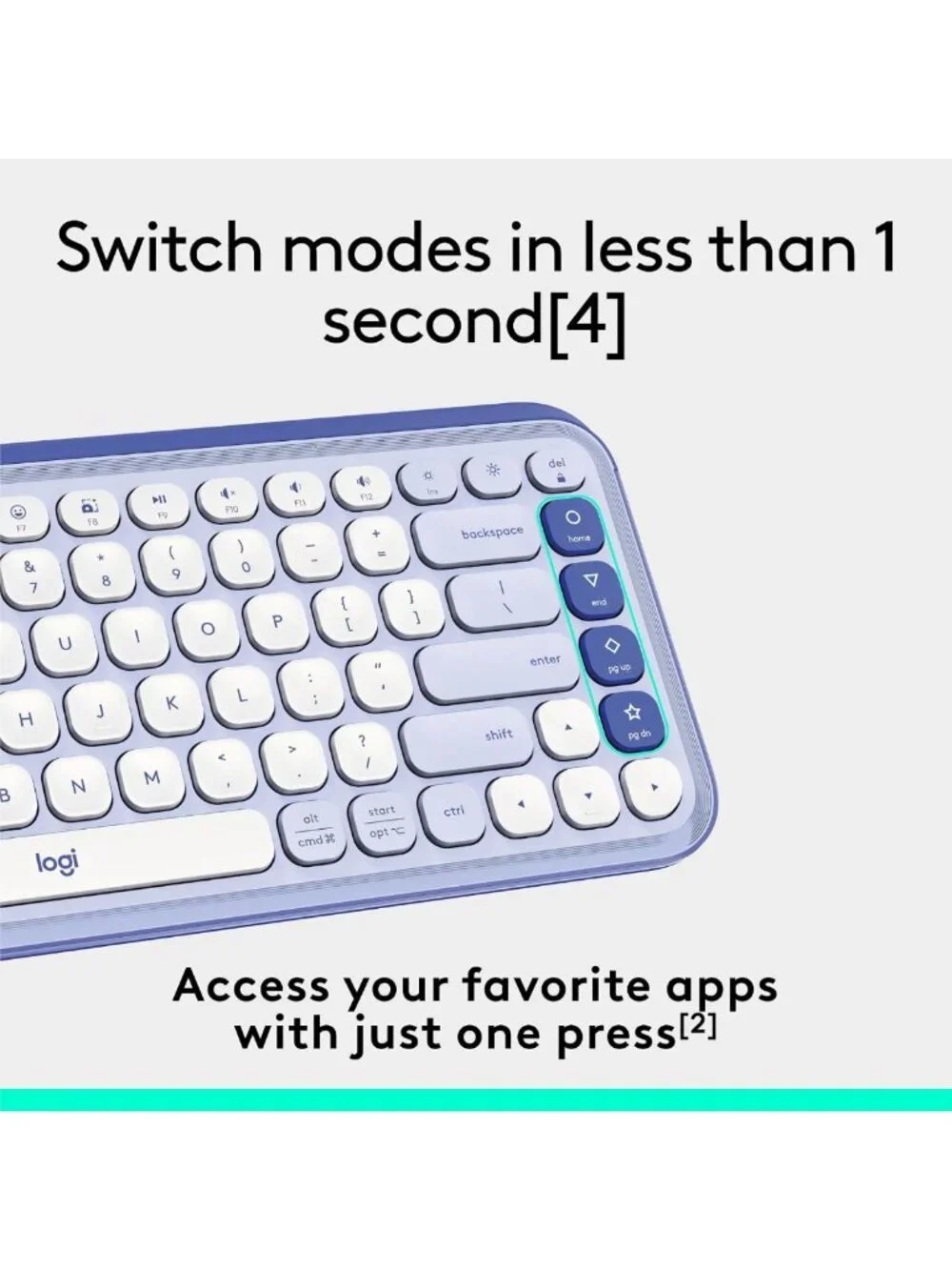 Wireless Bluetooth Keyboard - Lilac & Off-White, Stylish Design, Compact